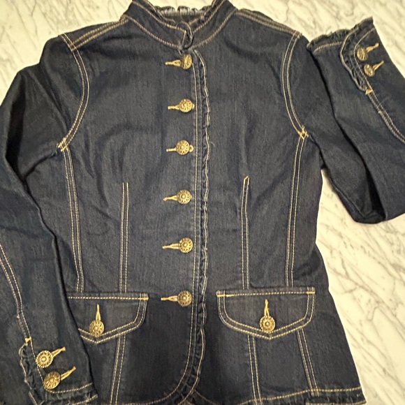 Rare Baccini Military Jean Jacket with stunning Details! - Picture 9 of 14